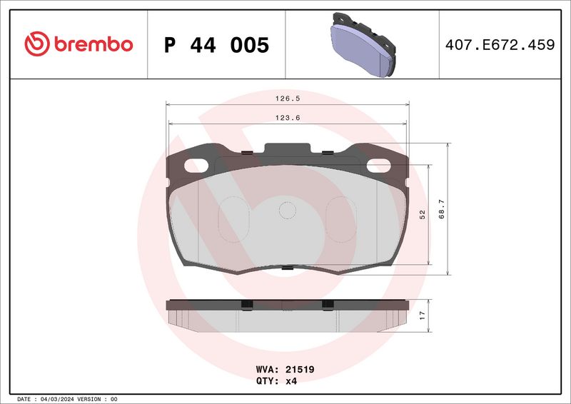 Brembo P44005 Brake Pad Set, disc brake - 1