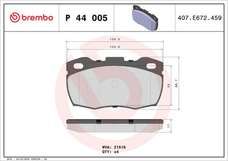 Brembo P44005 Brake Pad Set, disc brake - 1