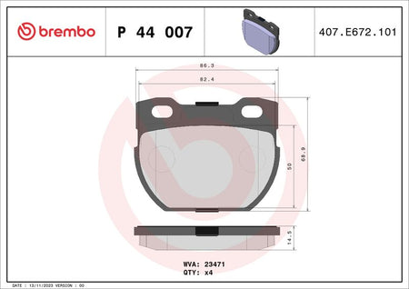 Brembo P44007 Brake Pad Set, disc brake - 1