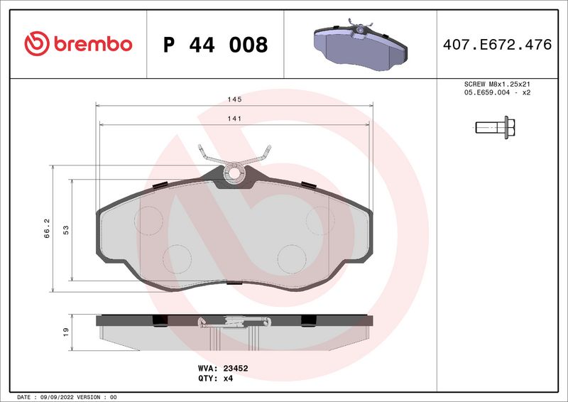 Brembo P44008 Brake Pad Set, disc brake - 1