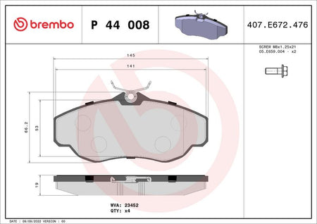 Brembo P44008 Brake Pad Set, disc brake - 1