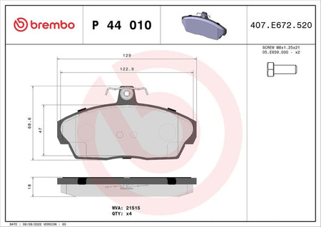Brembo P44010 Brake Pad Set, disc brake - 1