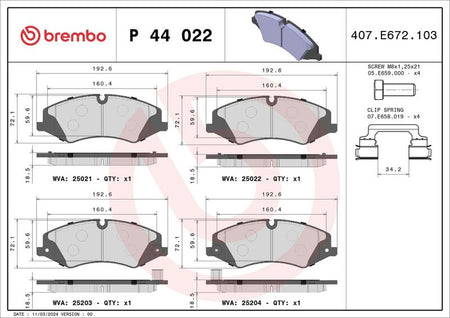 Brembo P44022 Brake Pad Set, disc brake - 1