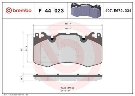 Brembo P44023 Brake Pad Set, disc brake - 1