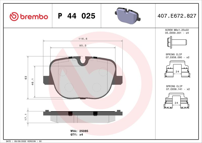 Brembo P44025 Brake Pad Set, disc brake - 1