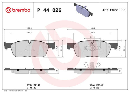Brembo P44026 Brake Pad Set, disc brake - 1