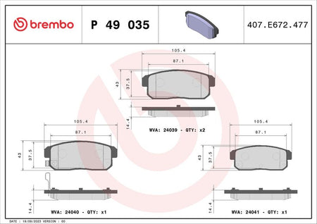 Brembo P49035 Brake Pad Set, disc brake - 1