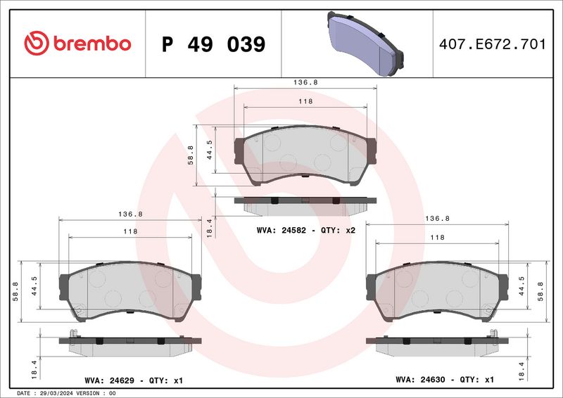 Brembo P49039 Brake Pad Set, disc brake - 1