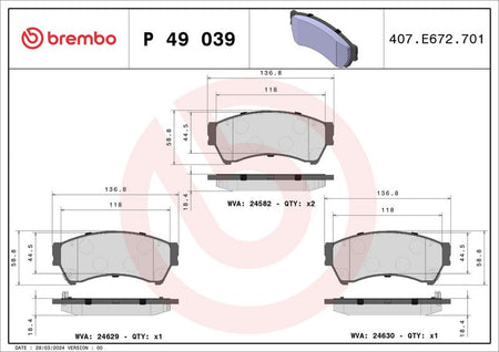 Brembo P49039 Brake Pad Set, disc brake - 1