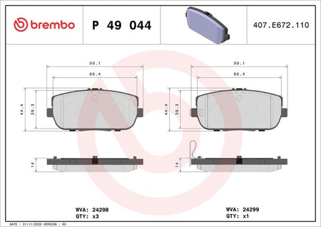 Brembo P49044 Brake Pad Set, disc brake - 1