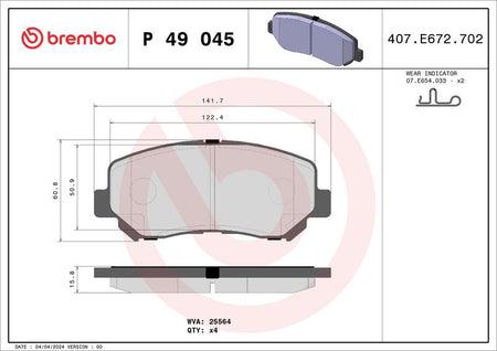 Brembo P49045 Brake Pad Set, disc brake - 1