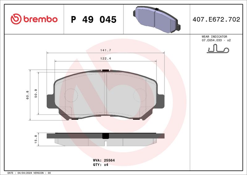 Brembo P49045 Brake Pad Set, disc brake - 1