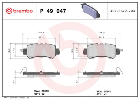 Brembo P49047 Brake Pad Set, disc brake - 1