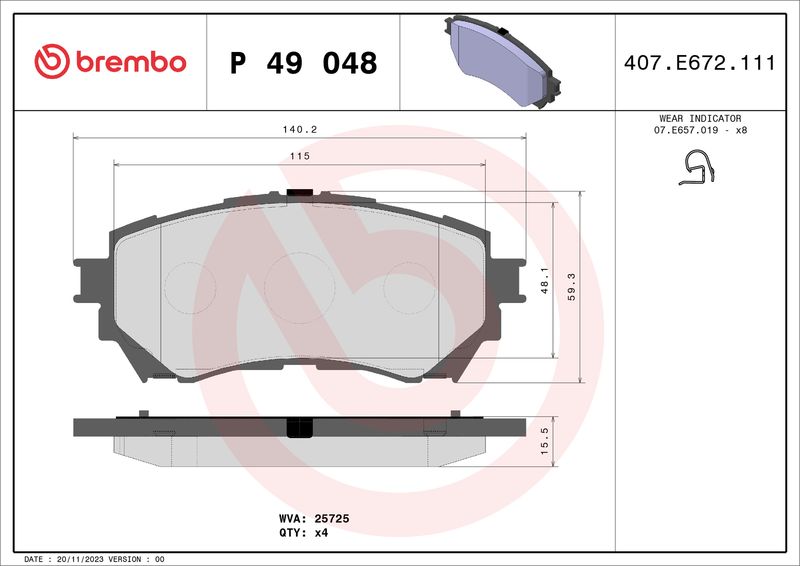 Brembo P49048 Brake Pad Set, disc brake - 1
