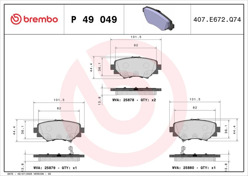Brembo P49049 Brake Pad Set, disc brake - 2