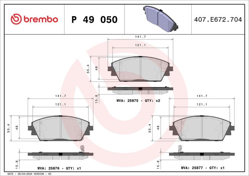 Brembo P49050 Brake Pad Set, disc brake - 1