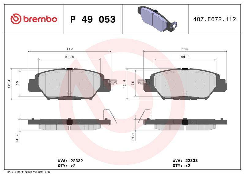 Brembo P49053 Brake Pad Set, disc brake - 1