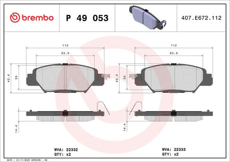 Brembo P49053 Brake Pad Set, disc brake - 1