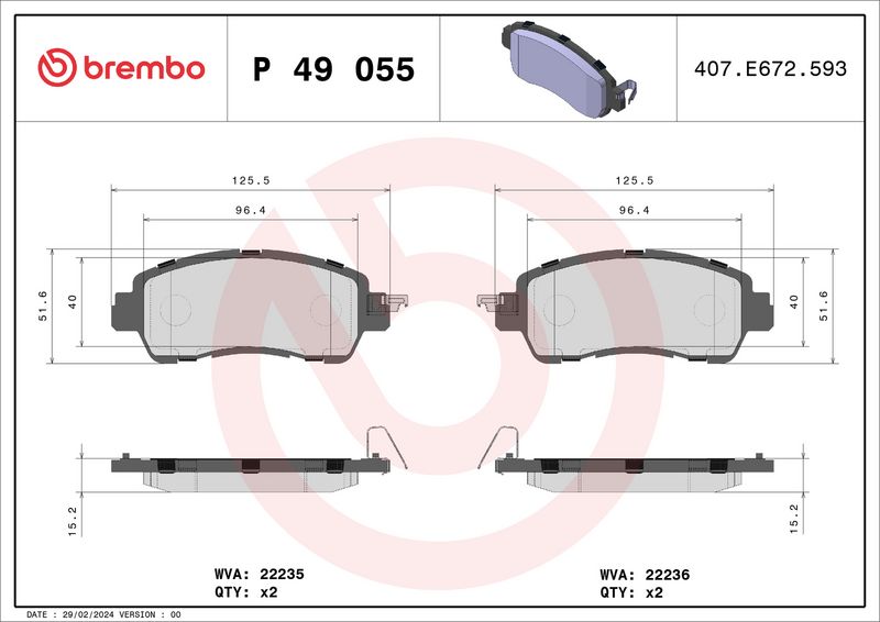 Brembo P49055 Brake Pad Set, disc brake - 1
