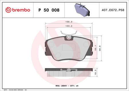 Brembo P50008 Brake Pad Set, disc brake - 1