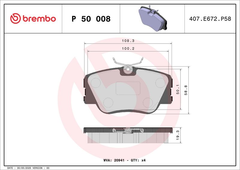 Brembo P50008 Brake Pad Set, disc brake - 1