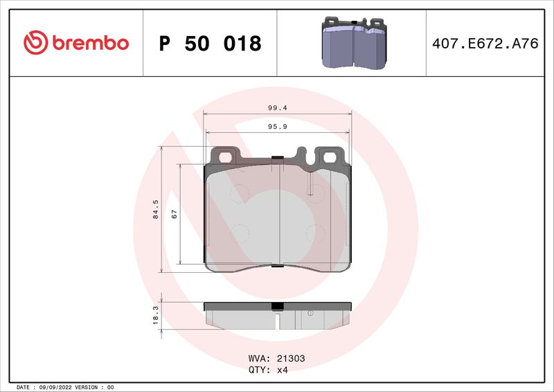 Brembo P50018 Brake Pad Set, disc brake - 1