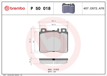 Brembo P50018 Brake Pad Set, disc brake - 1