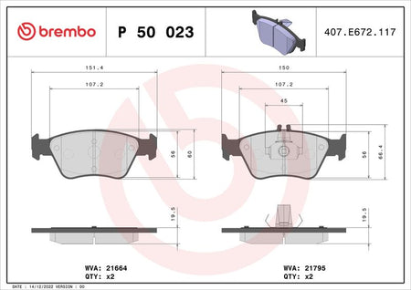 Brembo P50023 Brake Pad Set, disc brake - 1