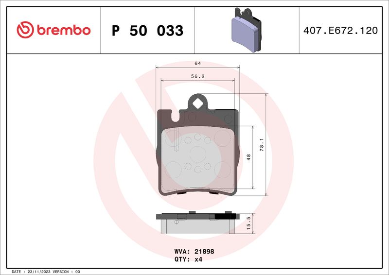 Brembo P50033 Brake Pad Set, disc brake - 1