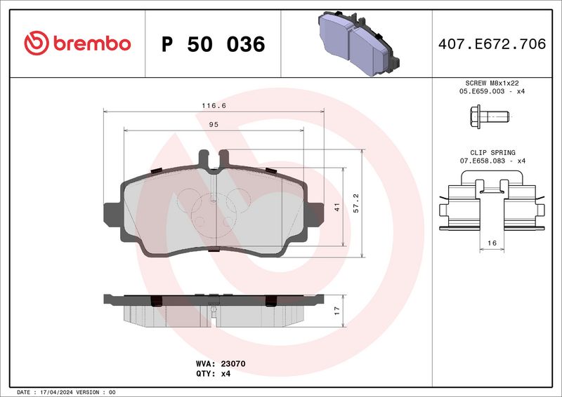 Brembo P50036 Brake Pad Set, disc brake - 1