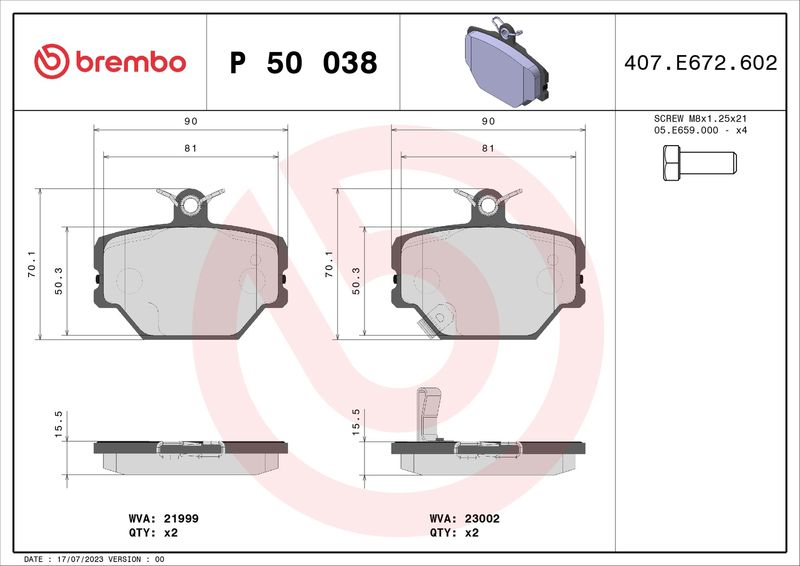 Brembo P50038 Brake Pad Set, disc brake - 1