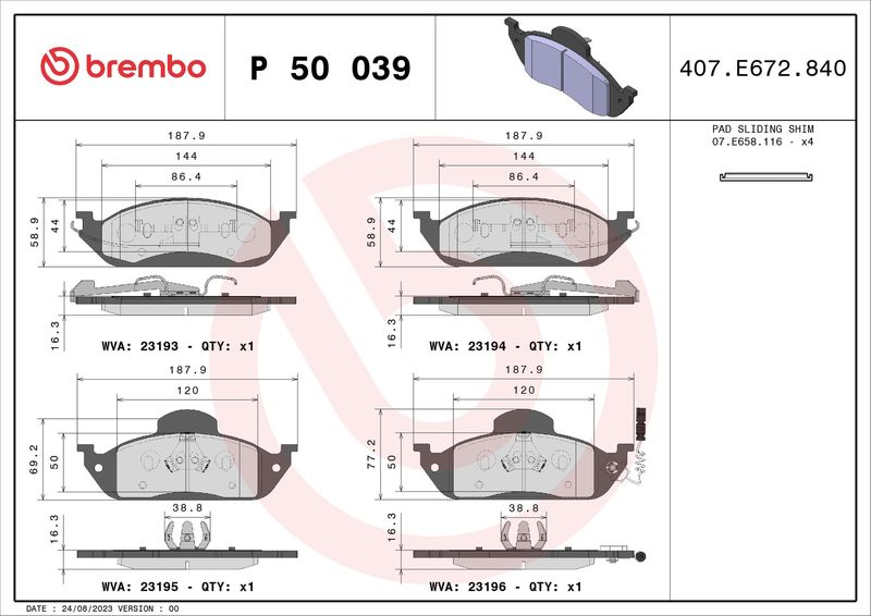 Brembo P50039 Brake Pad Set, disc brake - 1