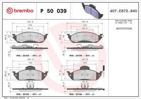 Brembo P50039 Brake Pad Set, disc brake - 1