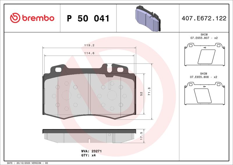 Brembo P50041 Brake Pad Set, disc brake - 1