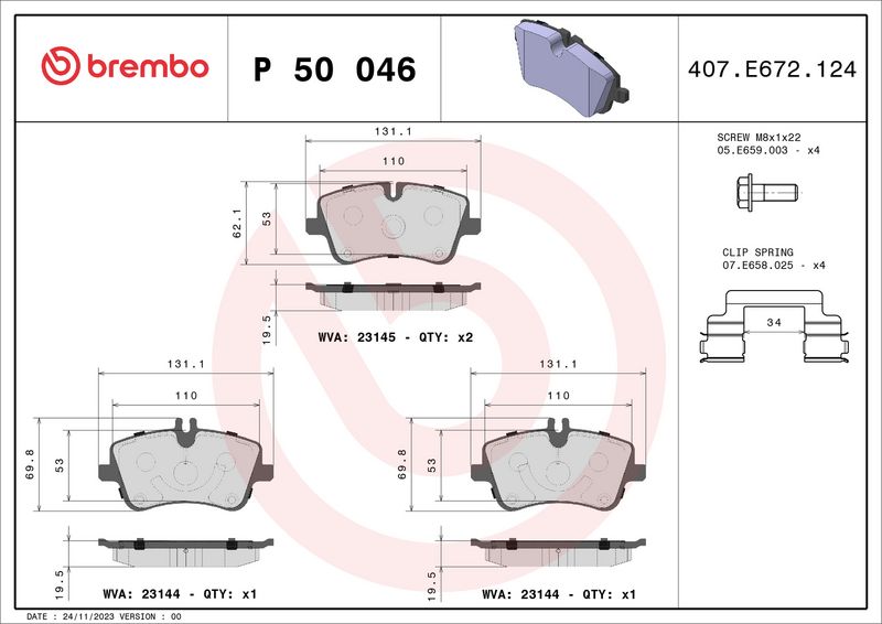 Brembo P50046 Brake Pad Set, disc brake - 1