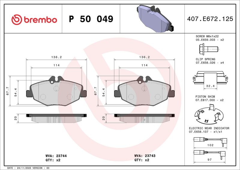 Brembo P50049 Brake Pad Set, disc brake - 1