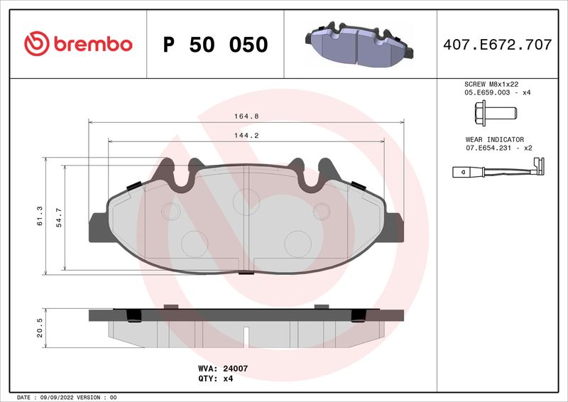 Brembo P50050 Brake Pad Set, disc brake - 1