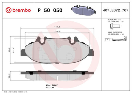 Brembo P50050 Brake Pad Set, disc brake - 1