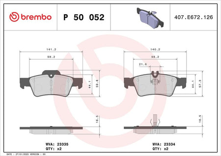 Brembo P50052 Brake Pad Set, disc brake - 1