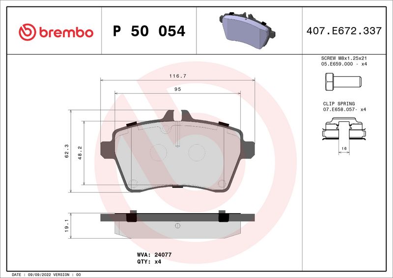 Brembo P50054 Brake Pad Set, disc brake - 1