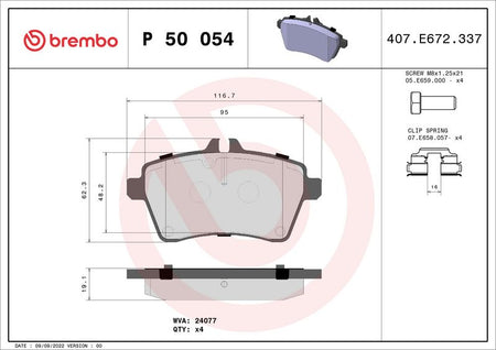 Brembo P50054 Brake Pad Set, disc brake - 1