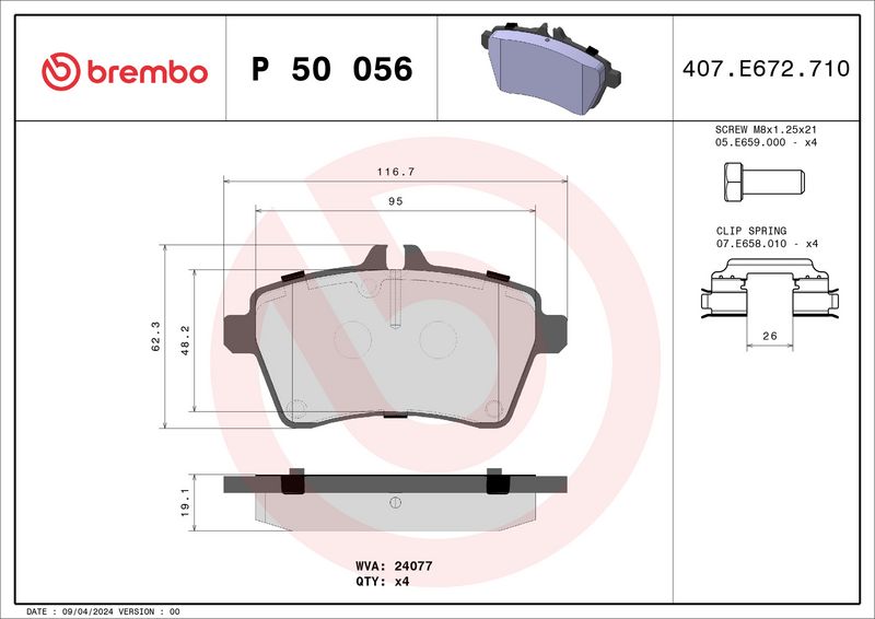 Brembo P50056 Brake Pad Set, disc brake - 1