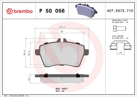 Brembo P50056 Brake Pad Set, disc brake - 1
