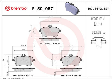 Brembo P50057 Brake Pad Set, disc brake - 1