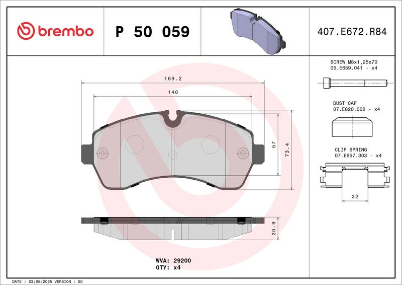 Brembo P50059 Brake Pad Set, disc brake - 1