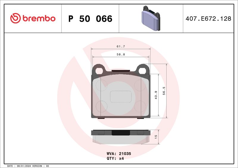 Brembo P50066 Brake Pad Set, disc brake - 1