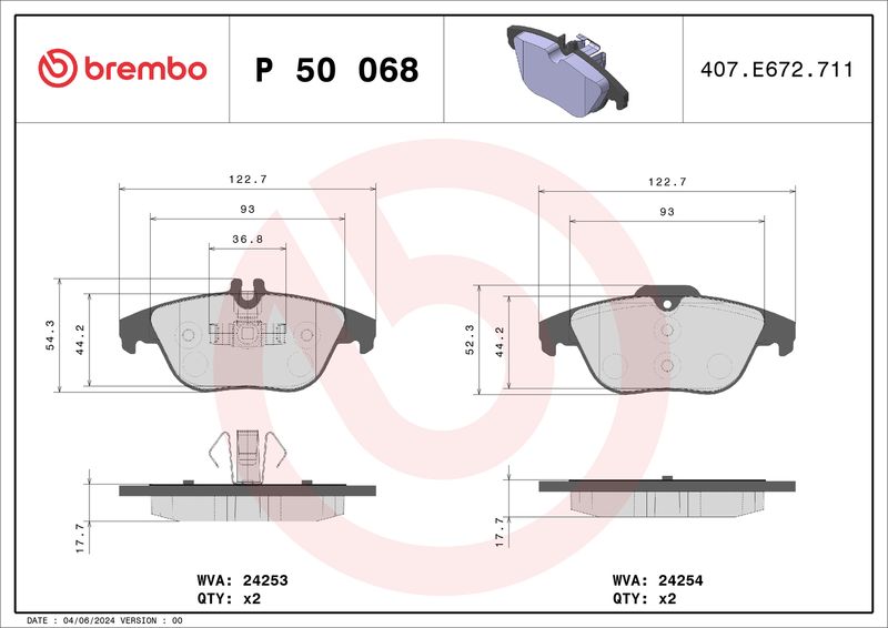 Brembo P50068 Brake Pad Set, disc brake - 1
