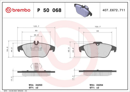 Brembo P50068 Brake Pad Set, disc brake - 1