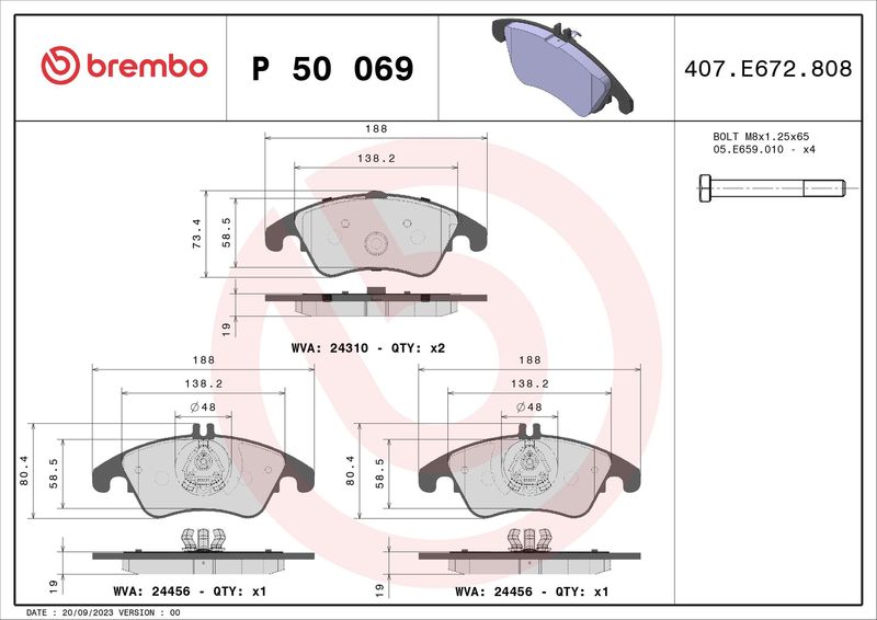 Brembo P50069X Brake Pad Set, disc brake - 1