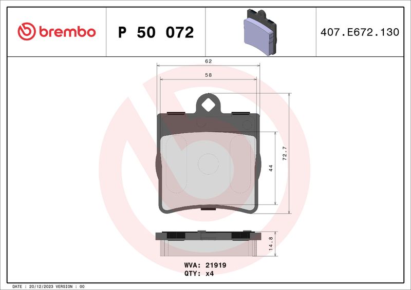 Brembo P50072 Brake Pad Set, disc brake - 1